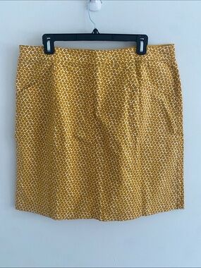 Boden Helena Chino Autumn Gold White Ditsy Floral Print Mini Skirt US 12 LONG